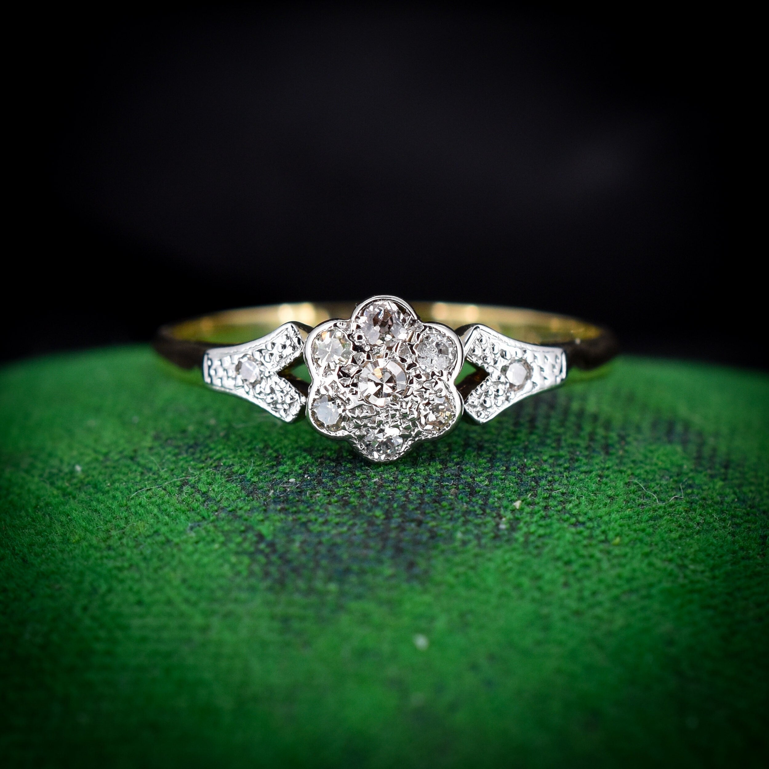 Edwardian Diamond Cluster Ring Plat/18k c. 1910 – Bavier Brook Antique  Jewelry