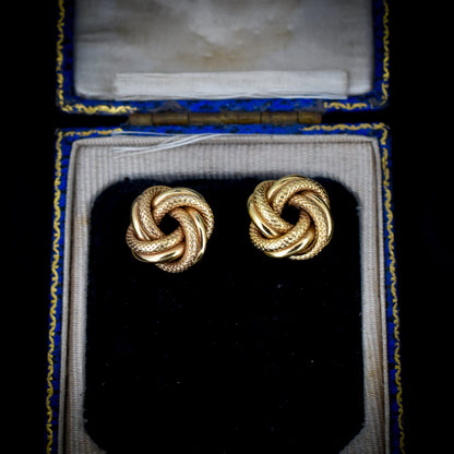Vintage Lovers Knot 9ct Yellow Gold Stud Earrings
