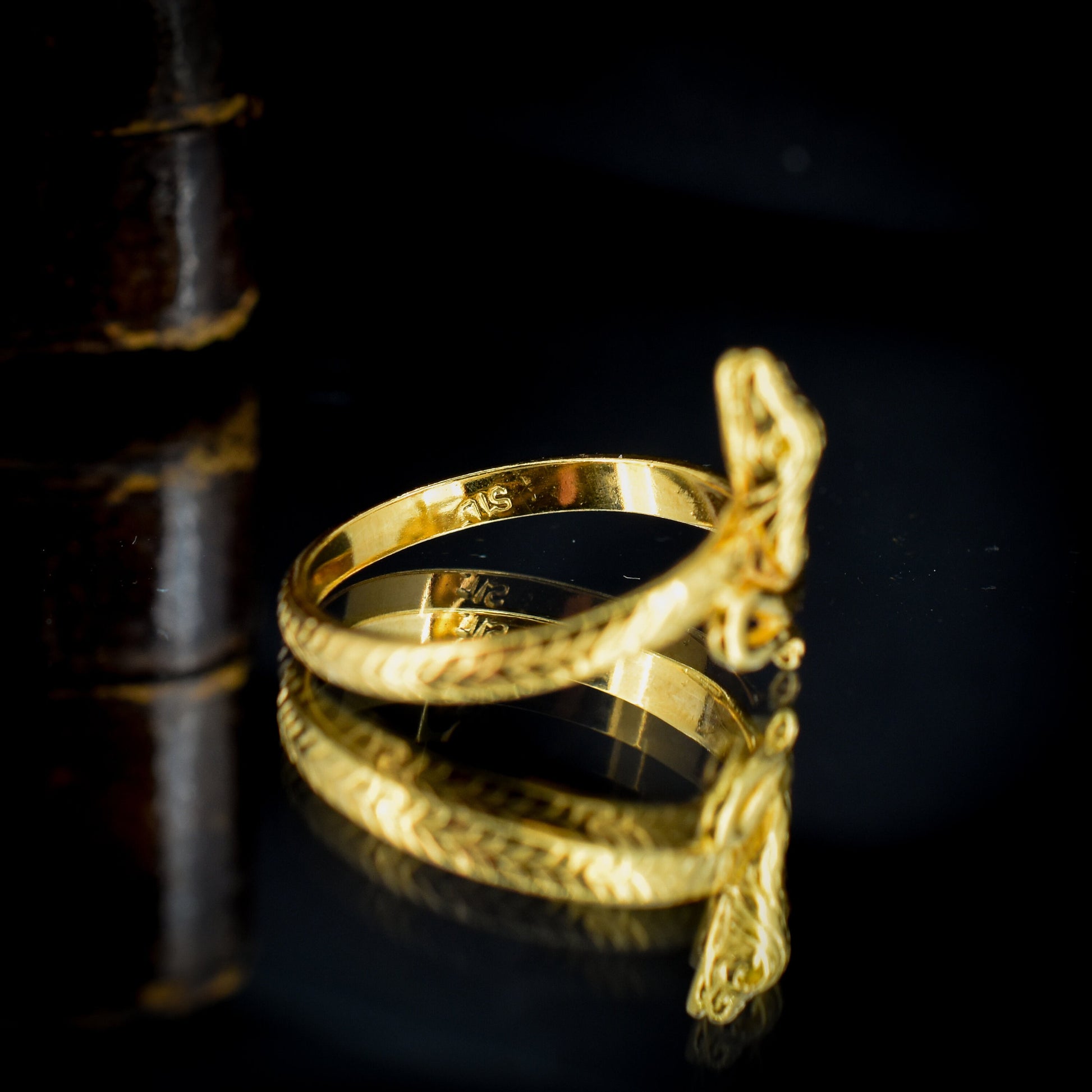 Snake Serpent 18ct Yellow Gold on Silver Ring | Antique Victorian Style