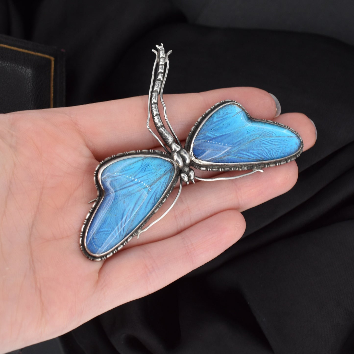 Antique Art Deco Silver Butterfly Wing Dragonfly Brooch