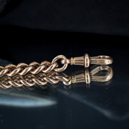 Antique Curb 9ct Gold Bracelet with Dog Clip Fastener | 8"