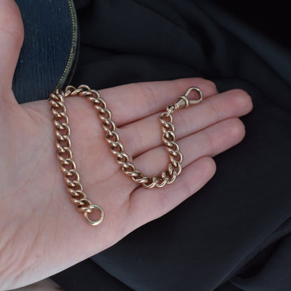 Antique Curb 9ct Gold Bracelet with Dog Clip Fastener | 8"