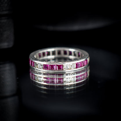 Art Deco Ruby Sterling Silver Full Eternity Band Ring