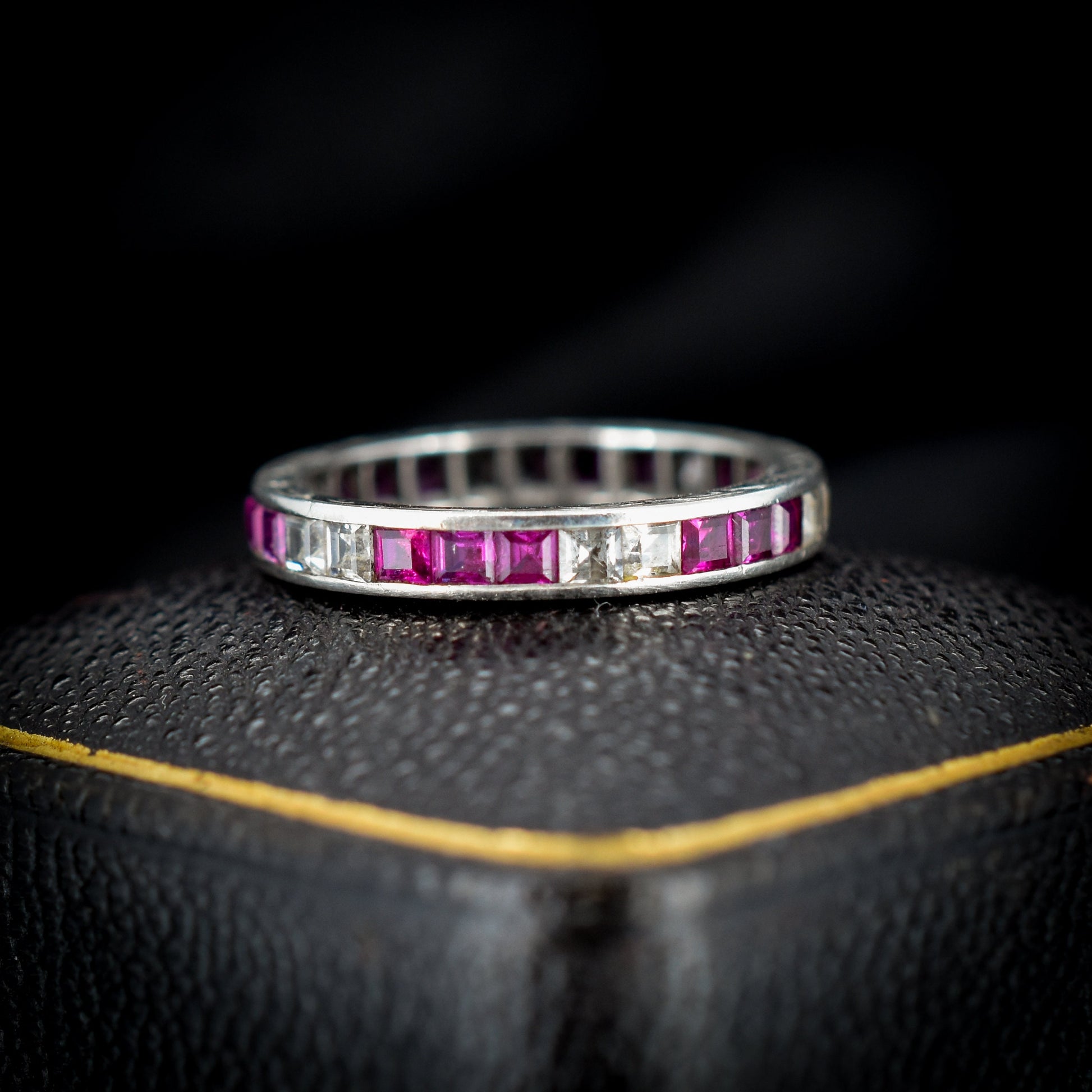 Art Deco Ruby Sterling Silver Full Eternity Band Ring