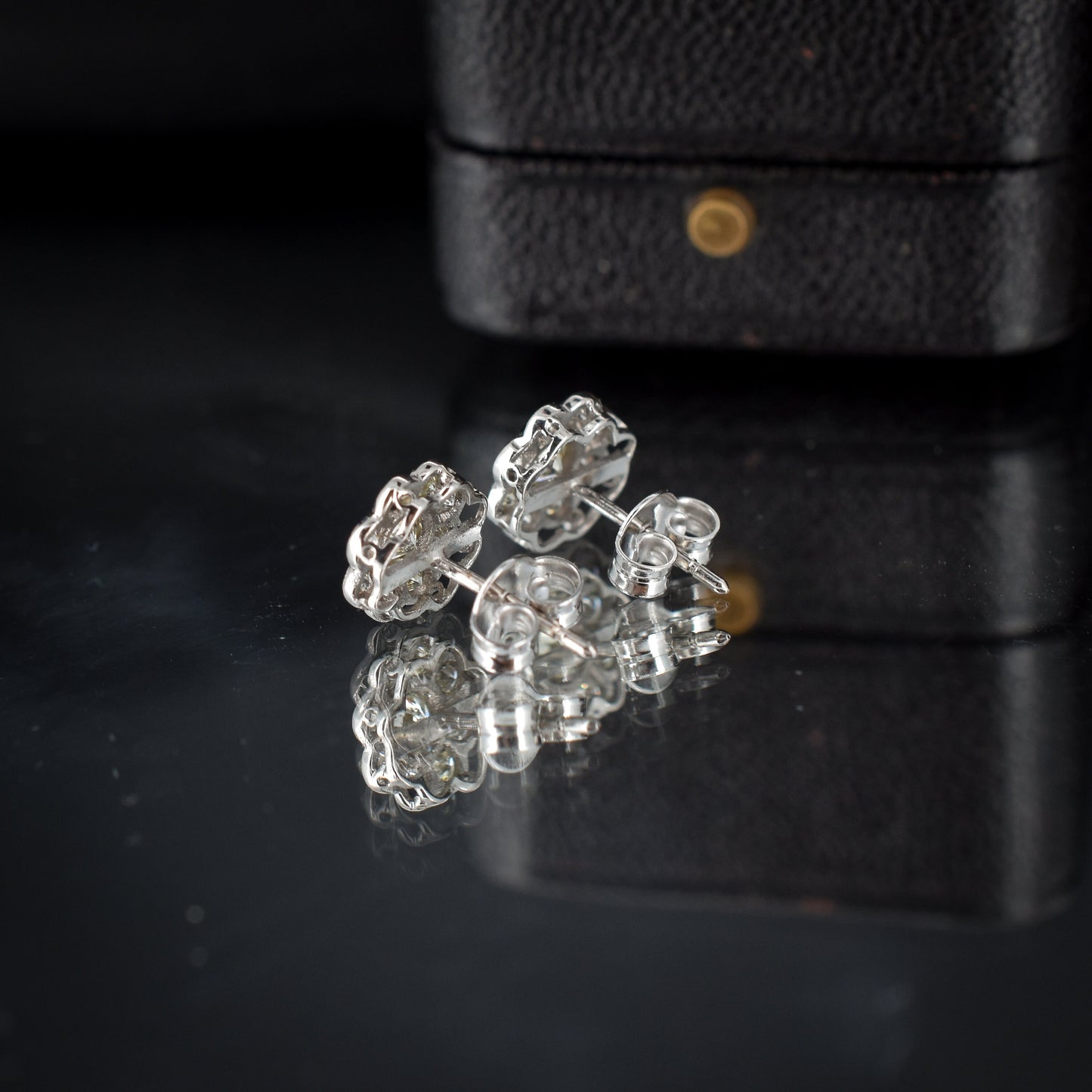 Diamond Daisy 18ct White Gold Flower Cluster Stud Earrings