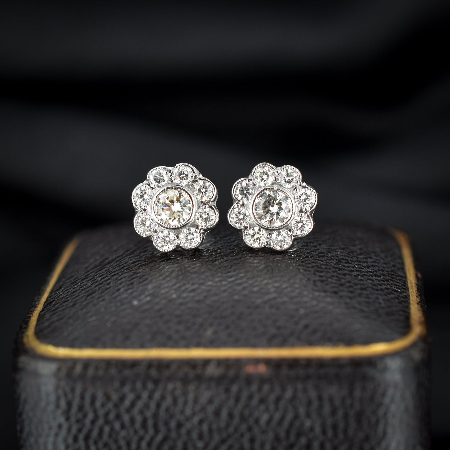 Diamond Daisy 18ct White Gold Flower Cluster Stud Earrings