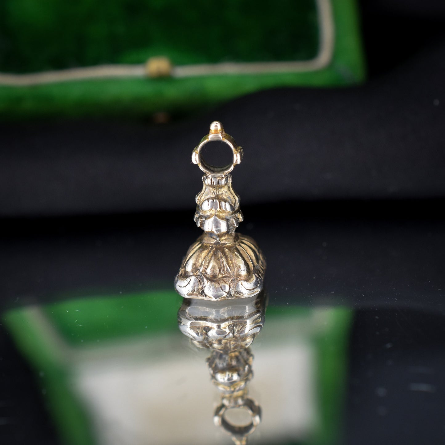 Antique Chalcedony Gold Cased Ornate Fob Seal Pendant | Georgian Victorian