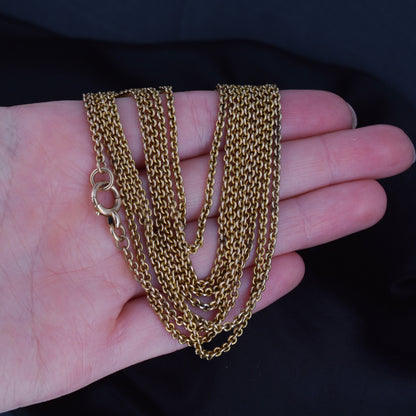 Antique Victorian 15ct Gold Long Guard Chain Necklace (34.2g) 57"