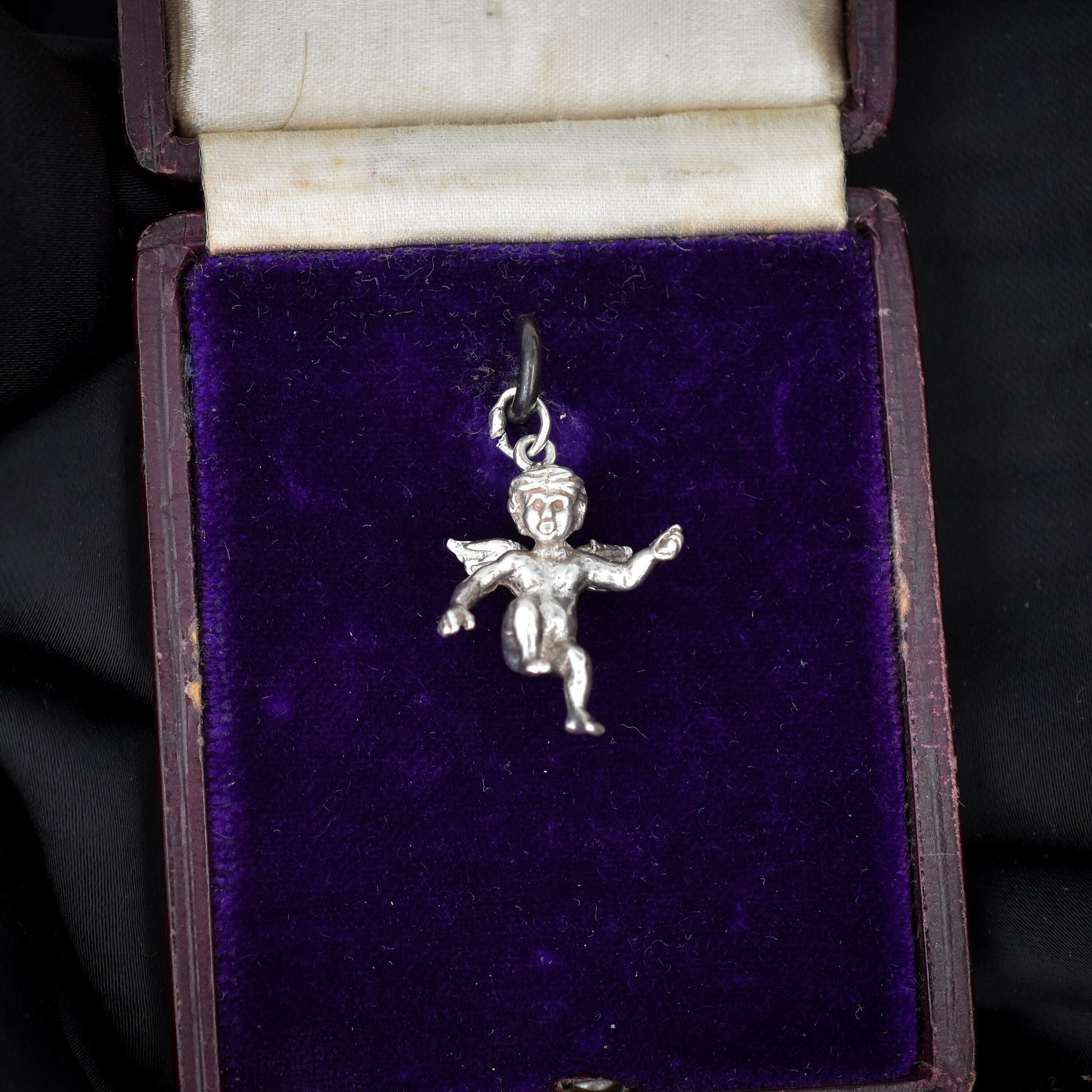 Vintage Cherub Angel Silver Charm Pendant