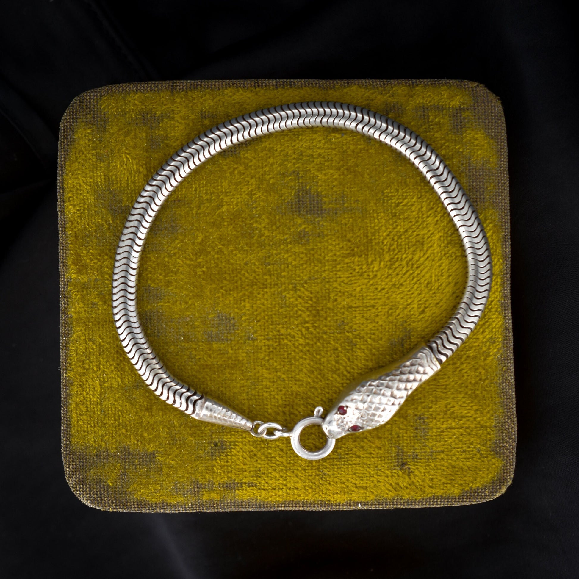 Vintage Art Deco Snake Serpent Silver Bracelet