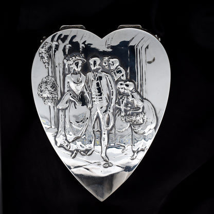 Antique Edwardian 1905 Hallmarked Large Heart Sterling Silver Jewellery Box | William Comyns