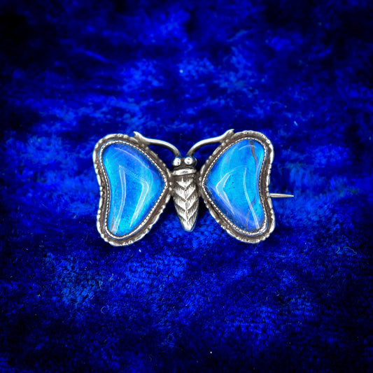 Antique Art Deco Sterling Silver Butterfly Wing Butterfly Brooch Pin