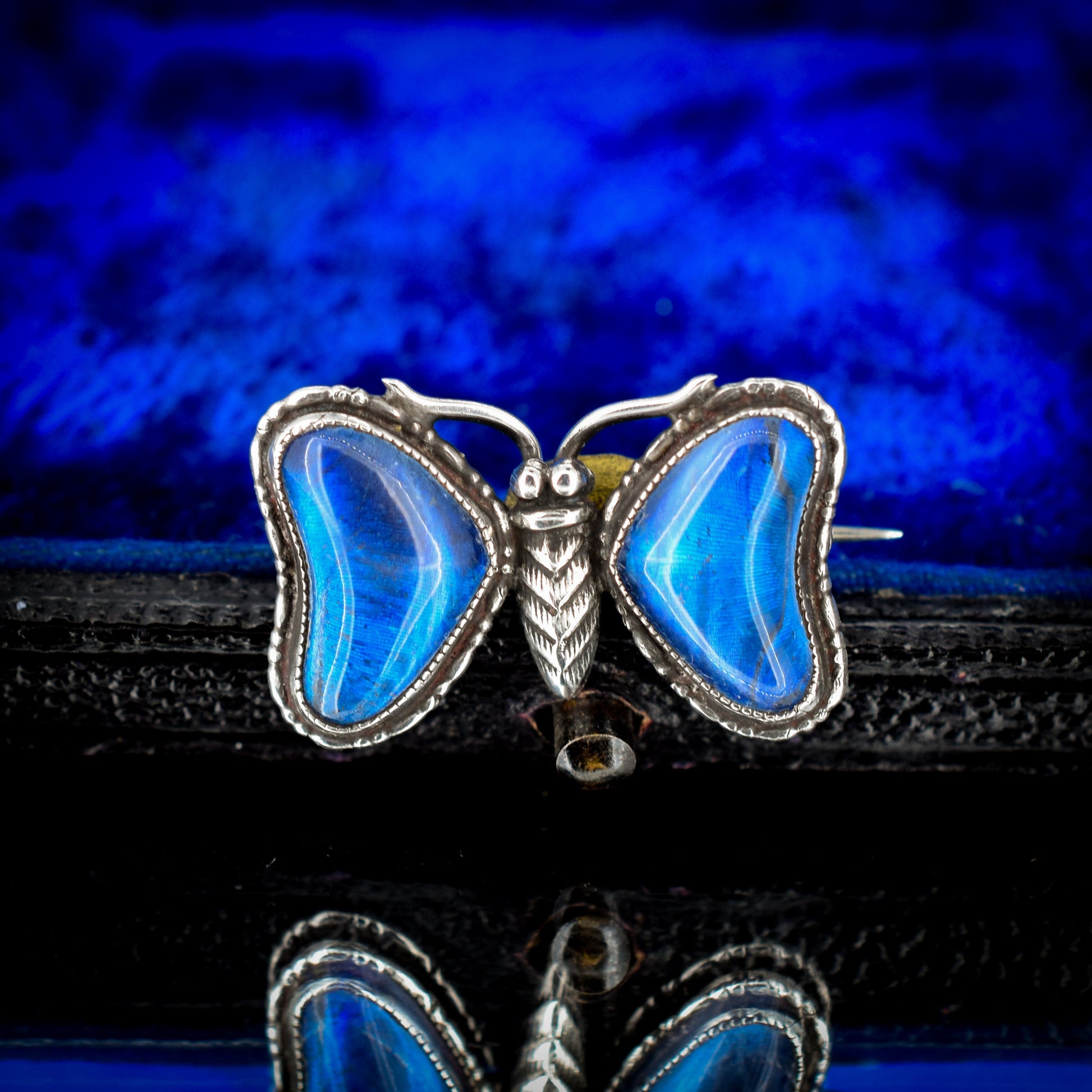 Antique Art Deco Sterling Silver Butterfly Wing Butterfly Brooch Pin