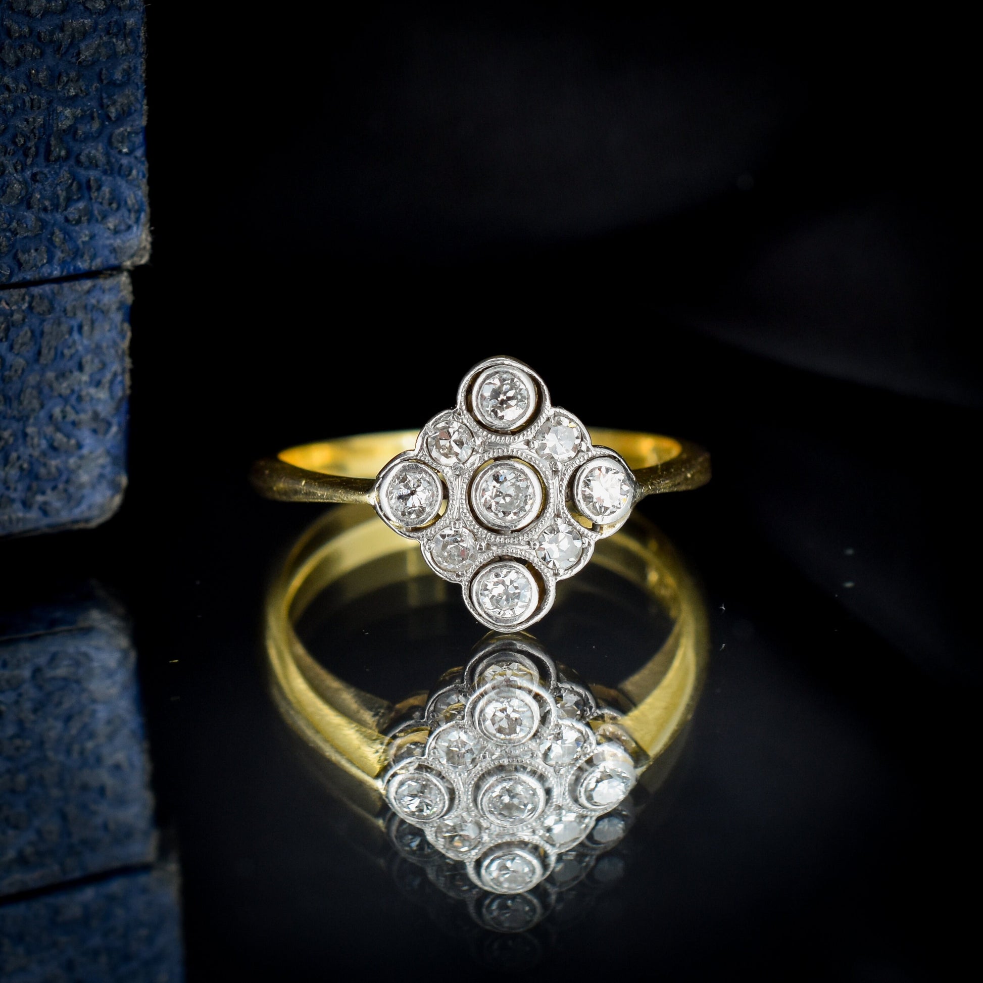 Art Deco Diamond Cluster 18ct Gold and Platinum Ring | Antique