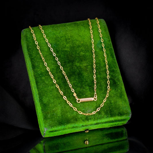 Antique Victorian 9ct Gold Trace Chain Necklace with Barrel Clasp | 17"