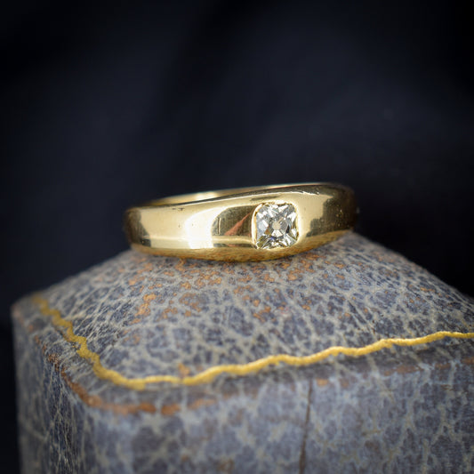 Antique Victorian 18ct Yellow Gold Diamond Gypsy Ring - 0.25ct Diamond