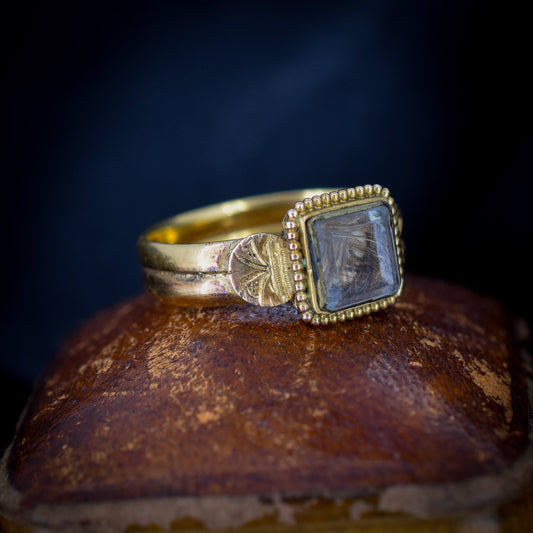 Antique Victorian 22ct 22K Yellow Gold Mourning Band Ring