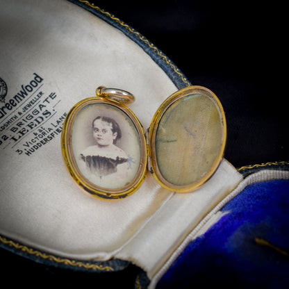 Antique 15ct Gold Victorian Pearl Cross Oval Photo Locket Pendant